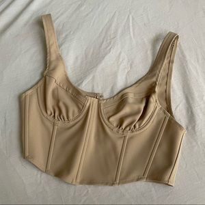 Super cute y2k crop corset beige tan light brown tank